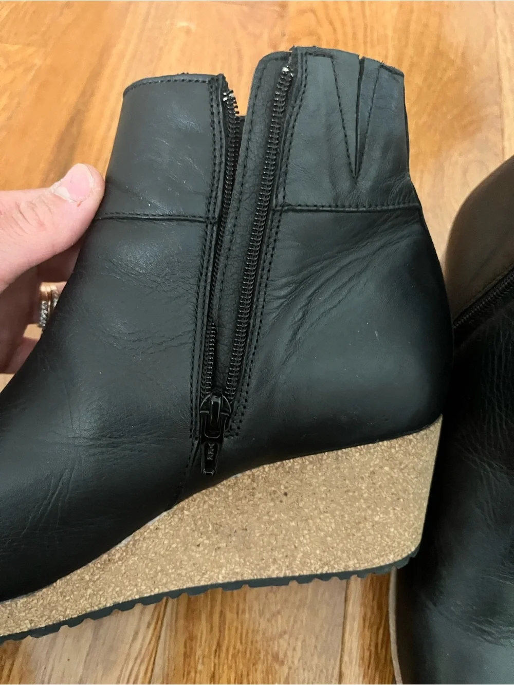 Papillo black  Wedge Ankle Boots - Women's Leather Platform Booties